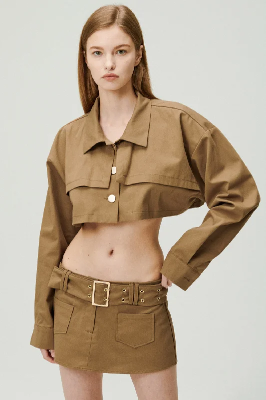 Heavyweight Jacket-Tiffany Cropped Trench Jacket