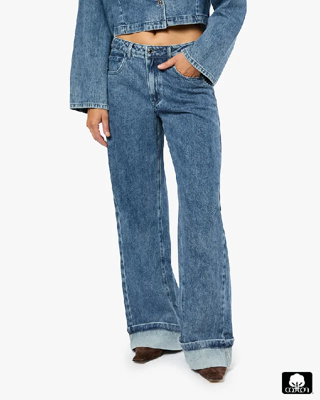 Adventure Pants-Mid Rise Cuff Straight Leg Jean