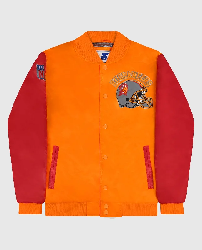 Summer Jacket-Tampa Bay Buccaneers Varsity Satin Full-Snap Jacket