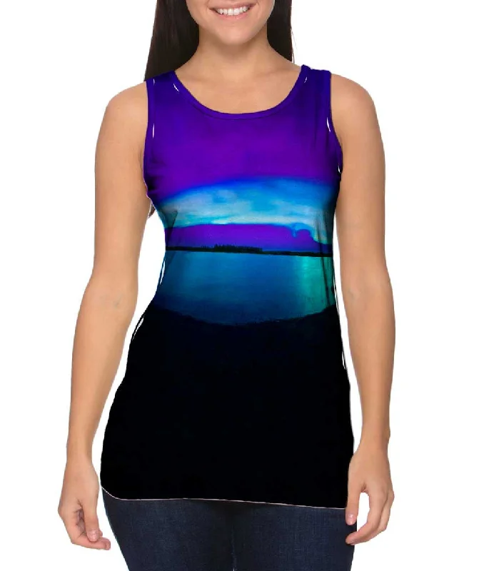 Loose Fit Tank-Aurora Borealis Sky Purple