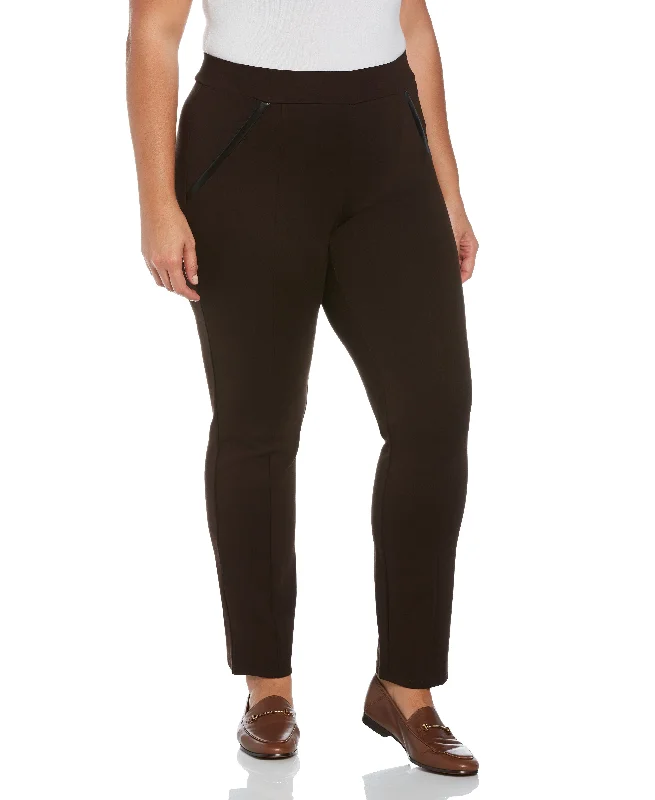 Thermal Pants-Plus Size Ponte Knit Slim Leg Pant - Comfort Fit