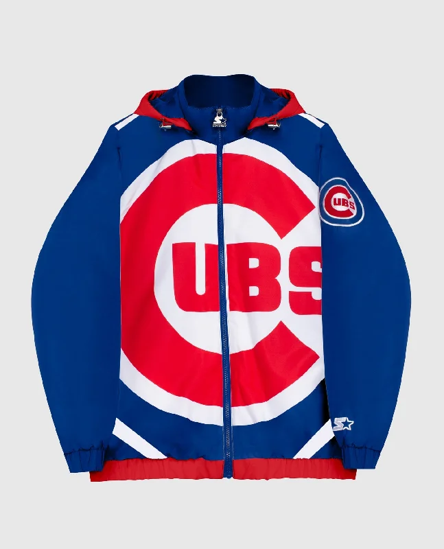 Fleece Jacket-Chicago Cubs Hooded Nylon Full-Zip Jacket