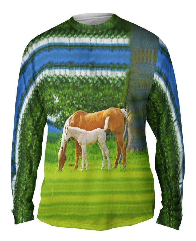 Boho Long Sleeve-Misty Horses Grazing