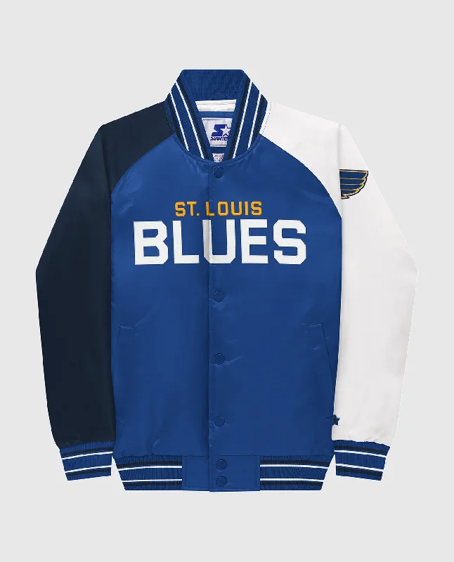 Tailored Jacket-Youth St. Louis Blues Varsity Satin Full-Snap Jacket