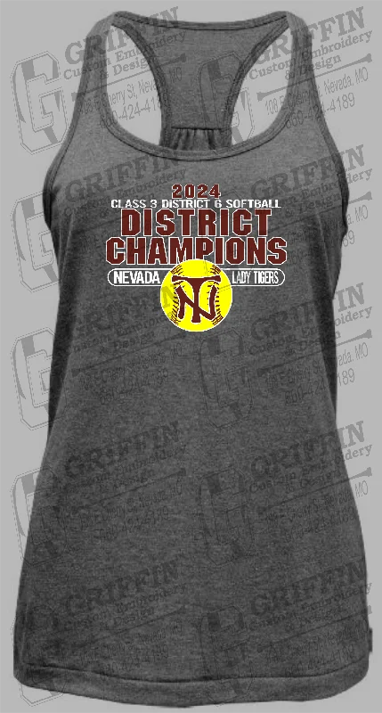 Floral T-Shirt-Womens Tri-Blend Tank Top - Softball 2024 District Champions - Nevada Tigers 25-P