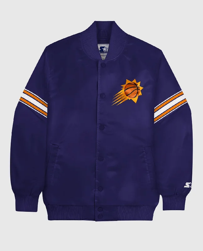 Shearling Jacket-Phoenix Suns Varsity Satin Full-Snap Jacket