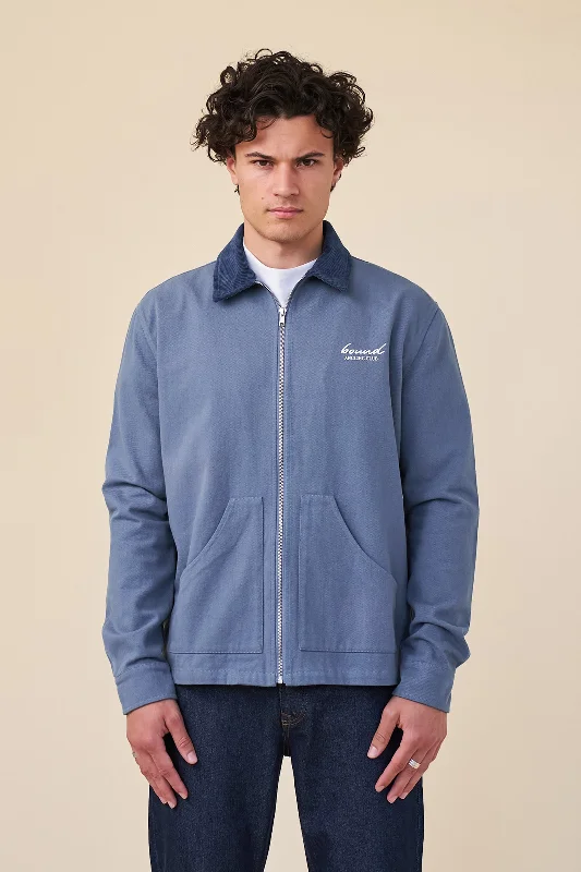 Oversized Jacket-ANGLING CLUB WORKWEAR CANVAS JACKET - BLUE