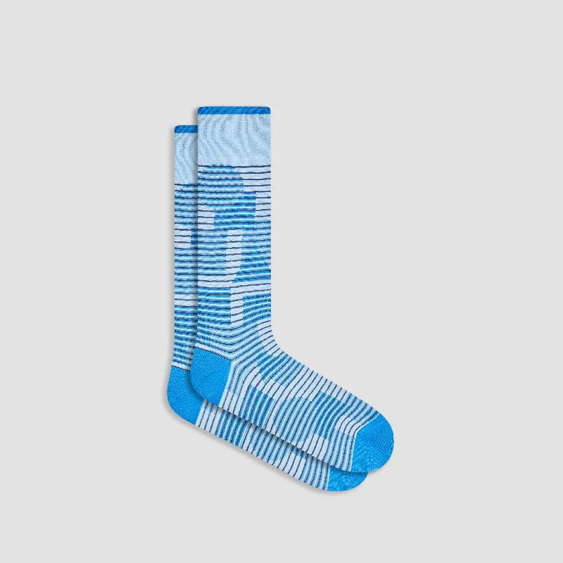 Logo Socks-Striped Geometrical Mid-Calf Socks