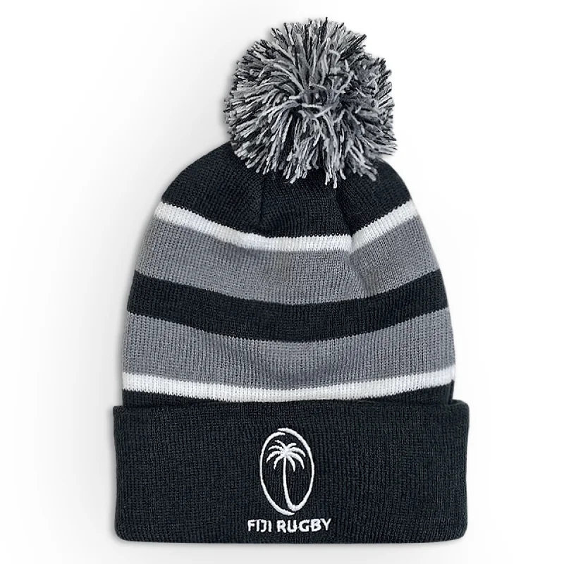 Cotton Hat-Fiji Hooped Pom-Pom Beanie