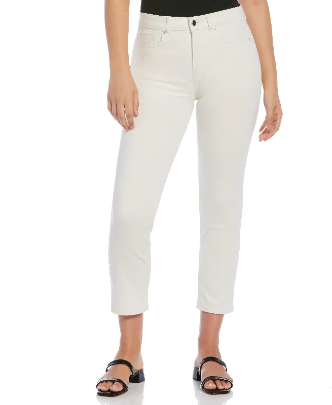 Fleece Pants-High Rise Straight Cropped Denim Pant