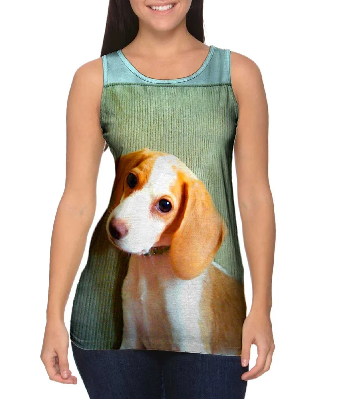 Stretch Fit Tank-Bashful Little Beagle