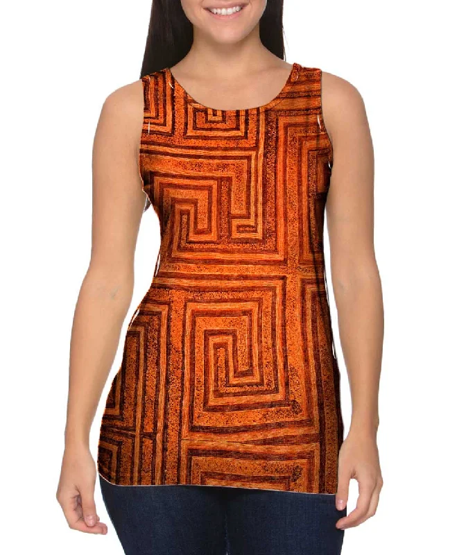 Performance Sleeveless-African Tribal Kuba Cloth Labyrinth