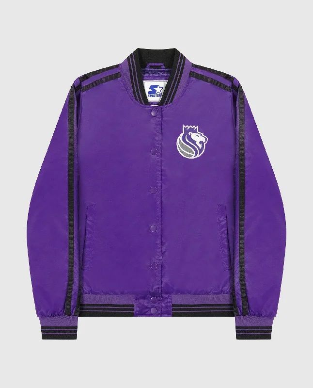 Waterproof Jacket-Women's Sacramento Kings Varsity Satin Full-Snap Jacket