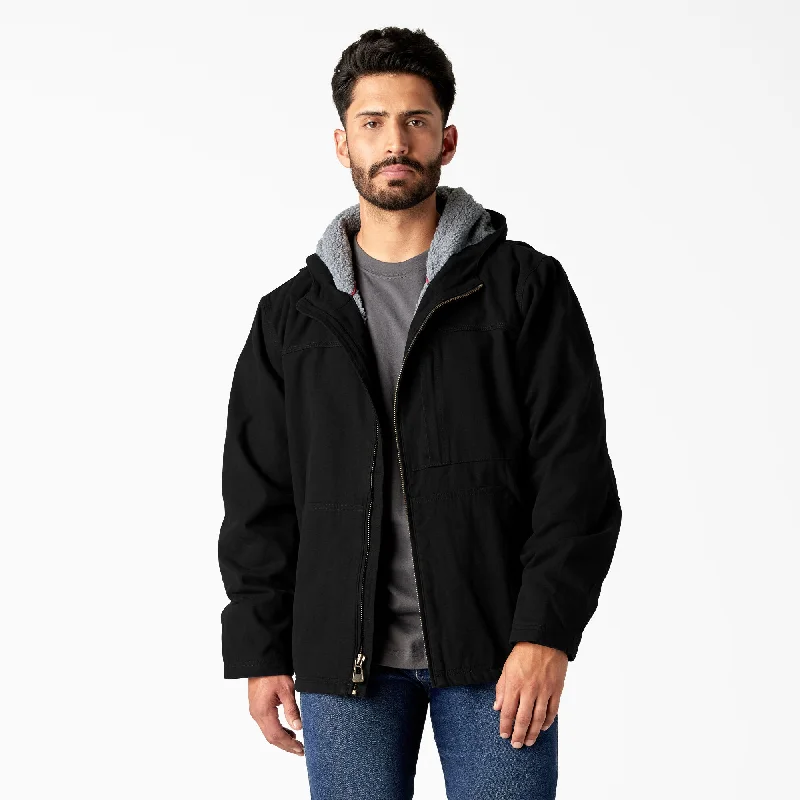 Waterproof Jacket-Dickies Men's Duck Sherpa Lined Hooded Full Zip Jacket