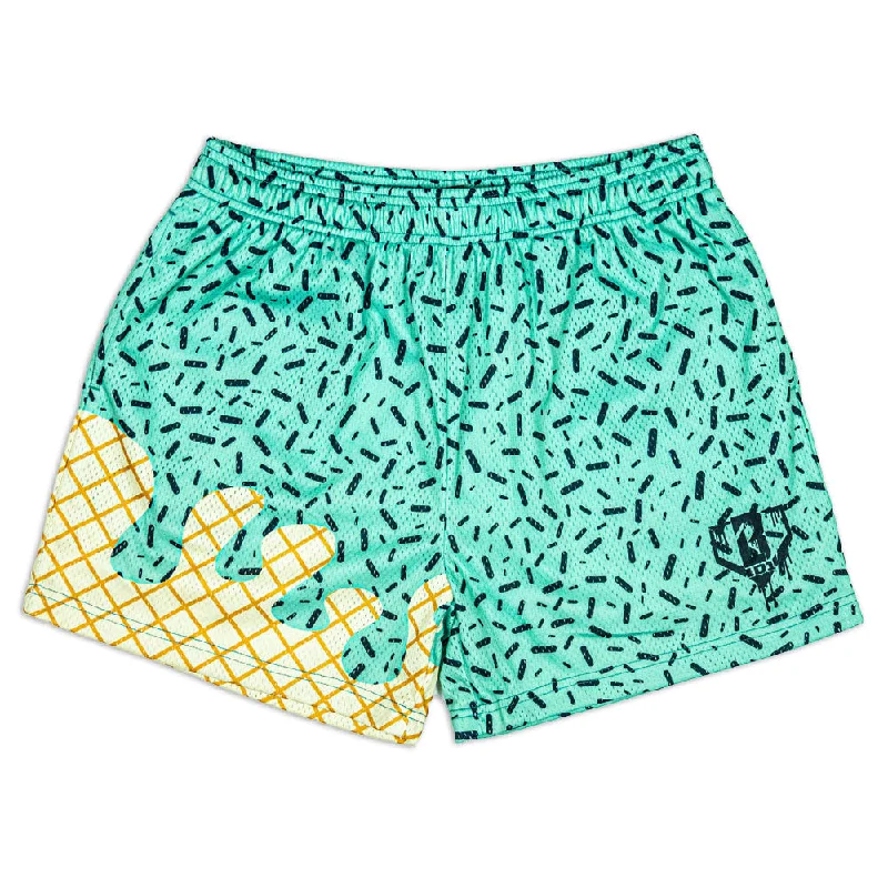 Stretchable Shorts-Ice Cream Youth Shorts - Mint