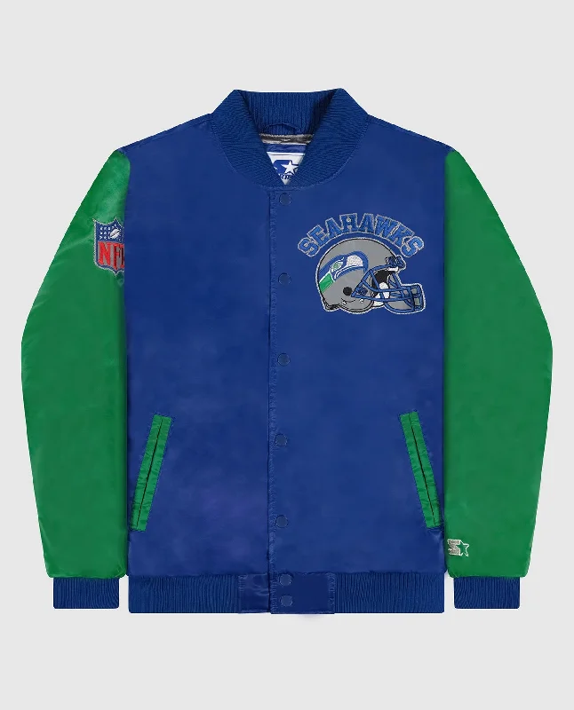 Boxing Jacket-Seattle Seahawks Varsity Satin Full-Snap Jacket