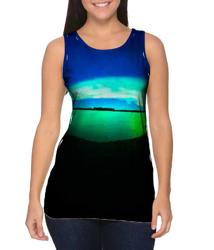 Crew Neck Tank-Aurora Borealis Sky Blue