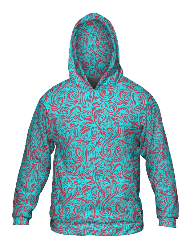 Graphic Print Hoodie-Autumn Me Red Leaf Swirls Pattern