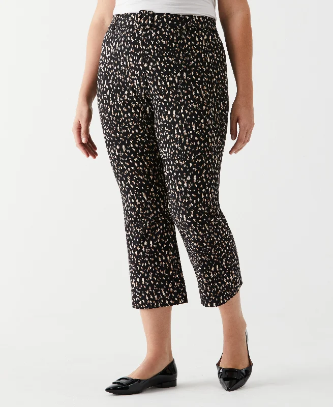 Palazzo Pants-Plus Size Printed Crop Boot Cut Pant with Belt