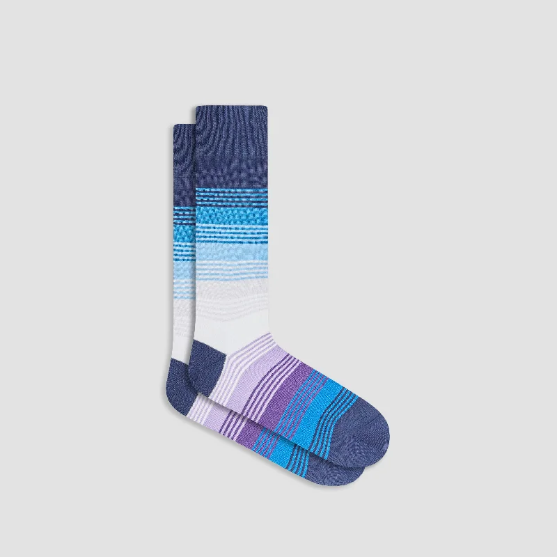 Boot Socks-Color Block Striped Mid-Calf Socks