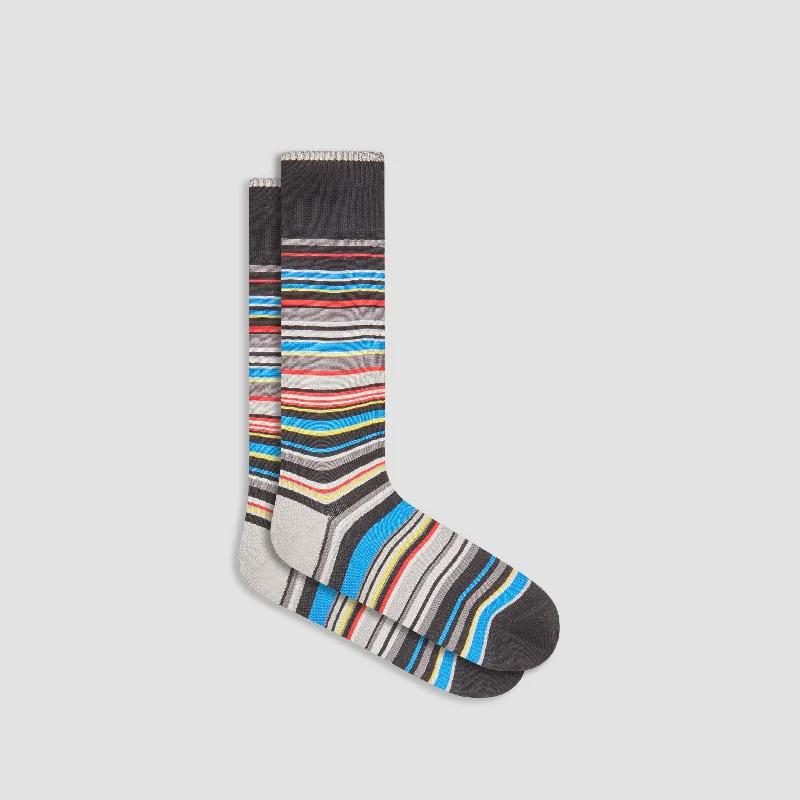 Hiking Socks-Striped Mid-Calf Socks