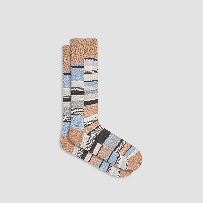 Classic Black Socks-Striped Mid-Calf Socks