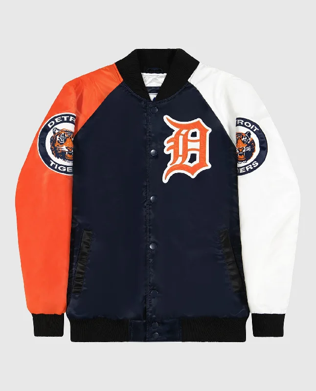 Festival Jacket-Detroit Tigers Varsity Satin Full-Snap Jacket