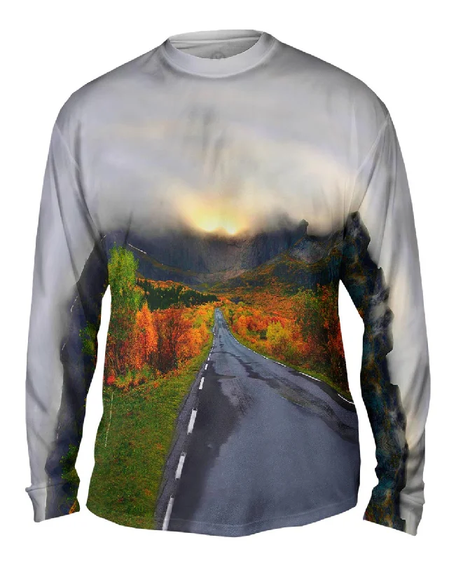 Hoodie Long Sleeve-Mountain Sunset Norway