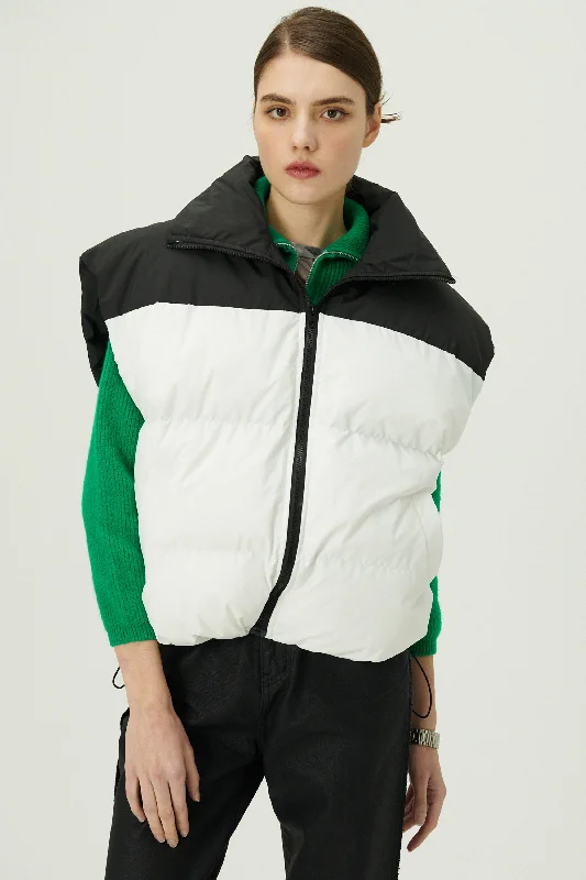 Mesh Jacket-Claudia Color Block Puffer Vest