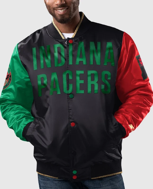 Embroidered Jacket-Ty Mopkins Black History Month Indiana Pacers Full-Snap Jacket