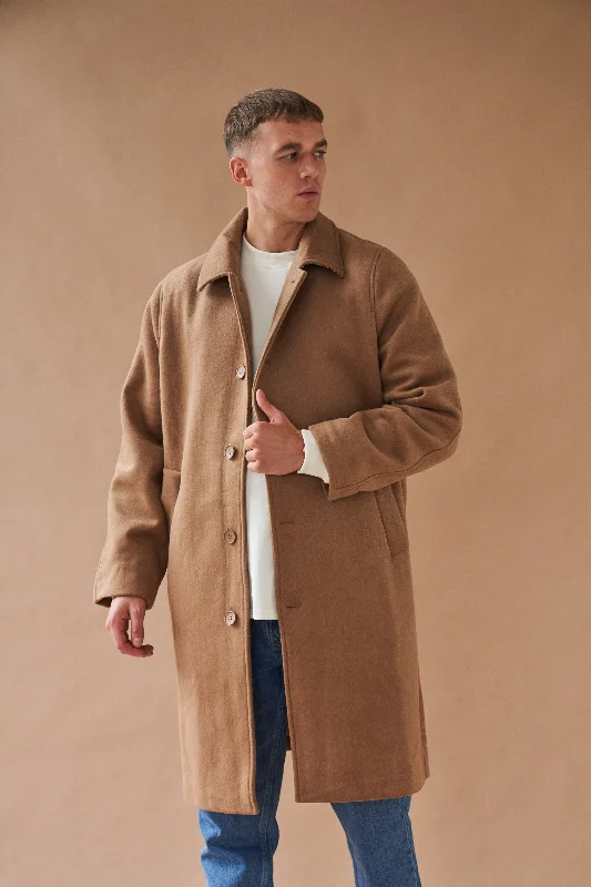 Quilted Jacket-MAXWELL OVERSIZED WOOL TRENCH COAT - CAMEL