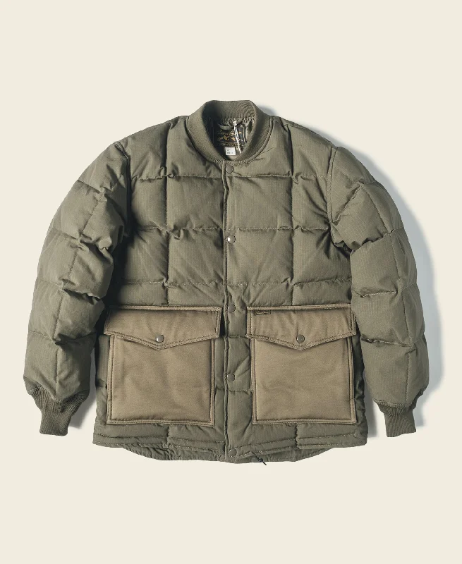 Workout Jacket-Box Quilted Down Liner Jacket - Olive