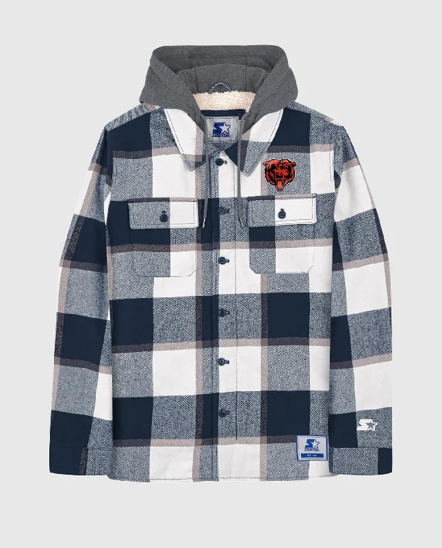 Boating Jacket-Chicago Bears Sherpa Lined Plaid Jacket