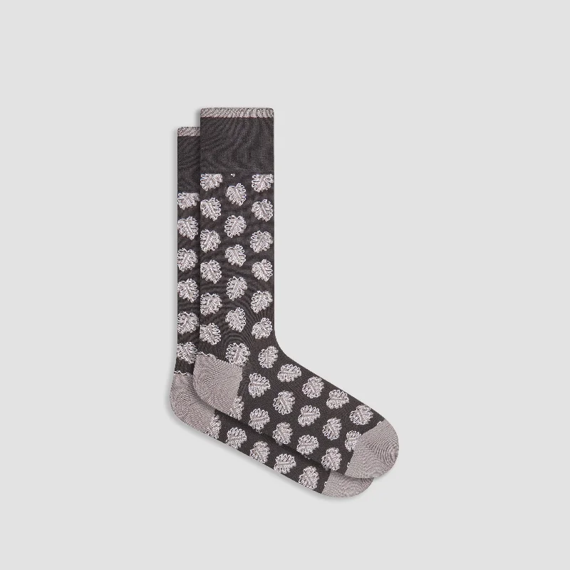 Crew Length Socks-Leaves Mid-Calf Socks