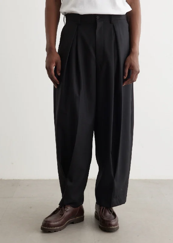 Trousers-Wool Serge Front Pleat Trousers