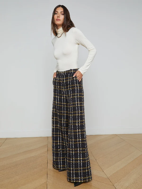 Colorblock Pants-Pilar Tweed Wide-Leg Pant