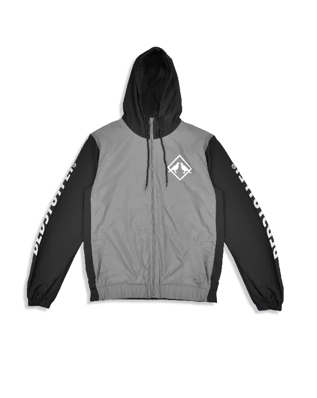 Zip-Up Hoodie-2.0 Windbreaker Hoodies(Gray/Black)