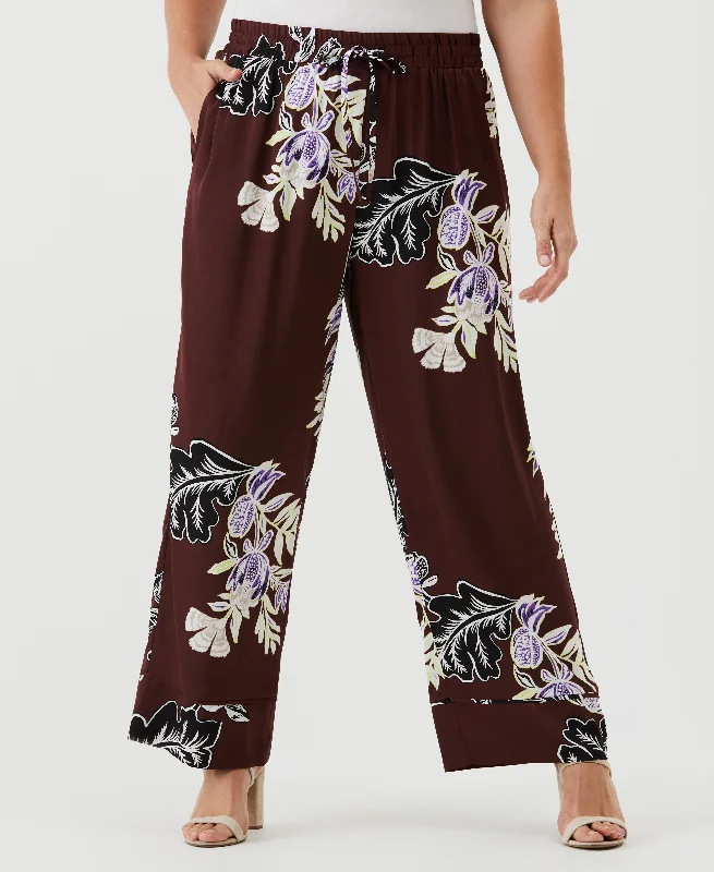 Office Pants-Plus Size Drawstring Pant with Piping