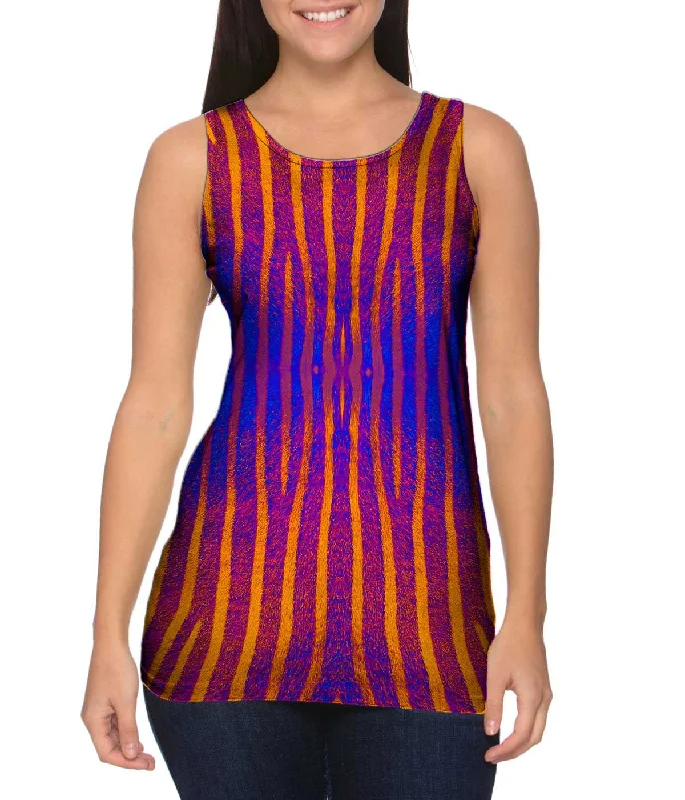 Tank Top-Blue Purple Orange Zebra Stripes