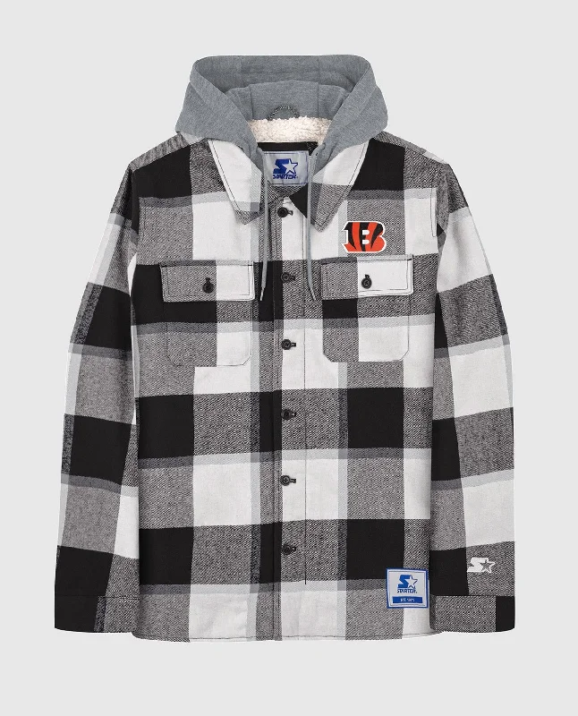 Camping Jacket-Cincinnati Bengals The Big Joe Sherpa Lined Plaid Jacket