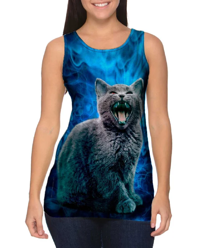 Cropped Tank-Blue Demon Kitten