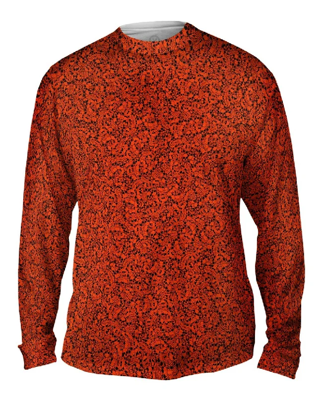 Baseball Long Sleeve-Halloween Skulls Orange