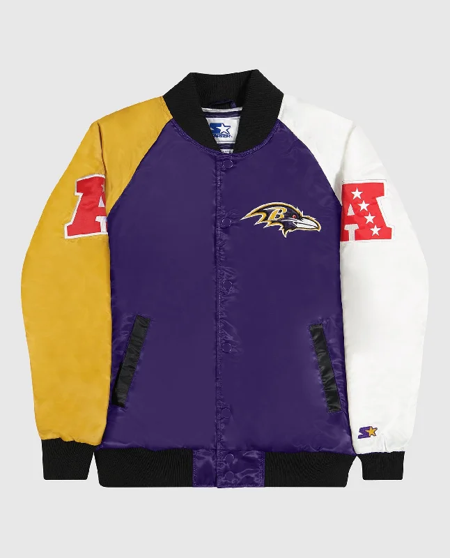 Utility Jacket-Baltimore Ravens Varsity Satin Full-Snap Jacket