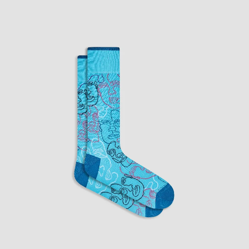 Recycled Material Socks-Abstract Faces Mid-Calf Socks