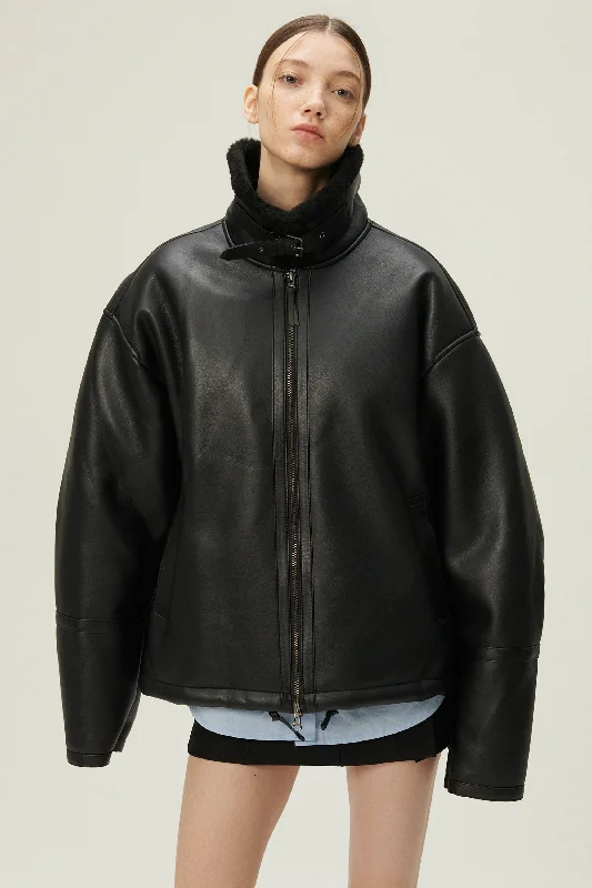 Aesthetic Jacket-Cia Oversized Aviator Jacket