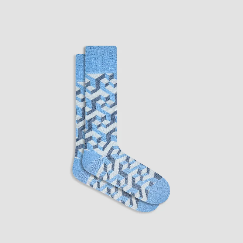 Moisture-Wicking Socks-Optical Illusion Mid-Calf Socks