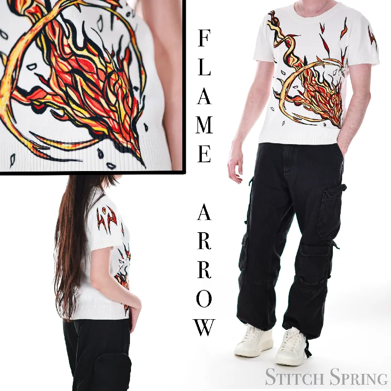 Organic Cotton T-Shirt-Flame Arrow Knit T-Shirt Preorder