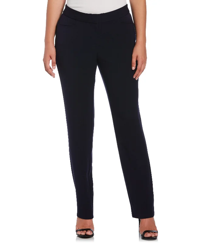 Wide Leg Jeans-Petite Gabardine Straight Leg Pant - Curvy Fit