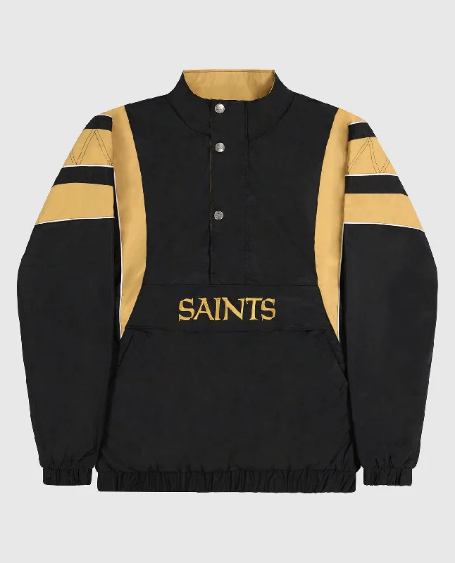 Biker Jacket-New Orleans Saints Pullover Half-Zip Jacket