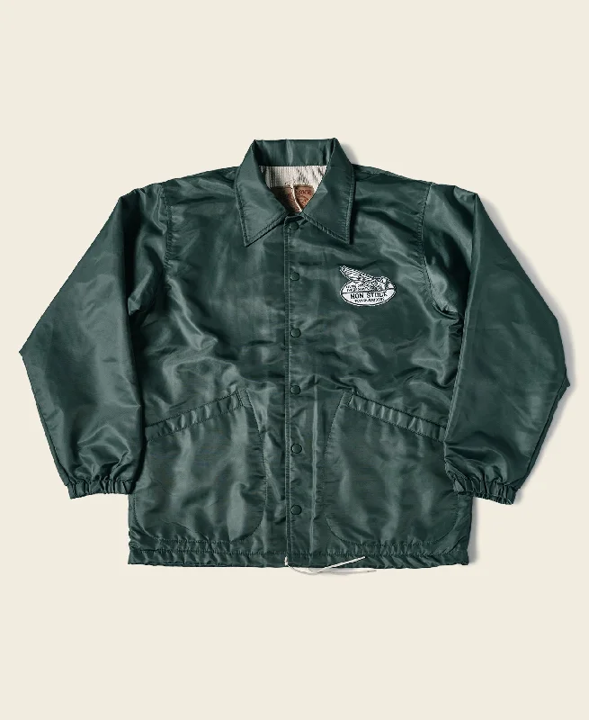 Football Jacket-Logo-Appliqued Nylon Coach Jacket - Green